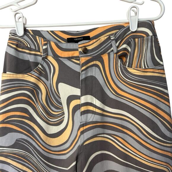 Forever 21 Women’s Allover Abstract Crop Top & Matching Pants Orange Swirls M - Picture 15 of 16